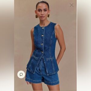 Meshki Blue Denim Abel Top / Vest with Gold Buttons